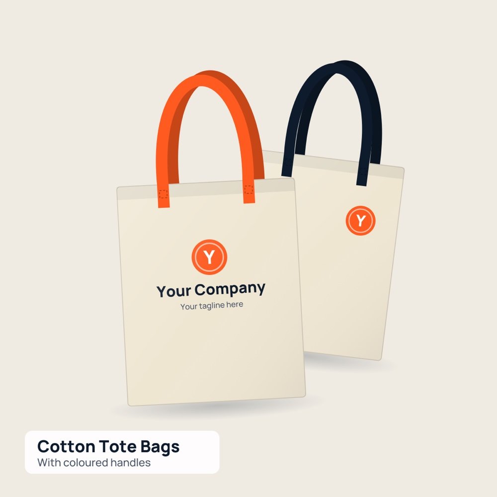 Custom Cotton Tote Bag with Coloured Handles printed by Reflyprint