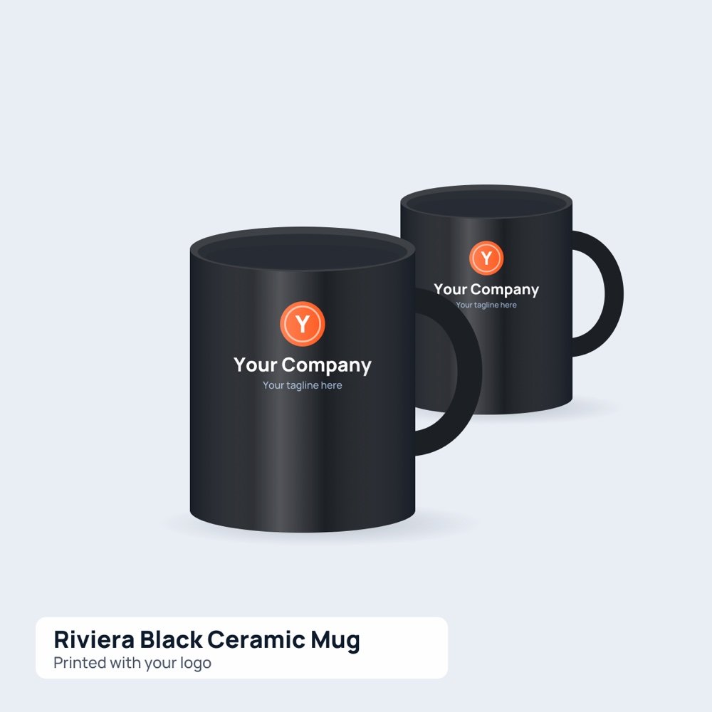 Printed Riviera Black Ceramic Mug printed by Reflyprint
