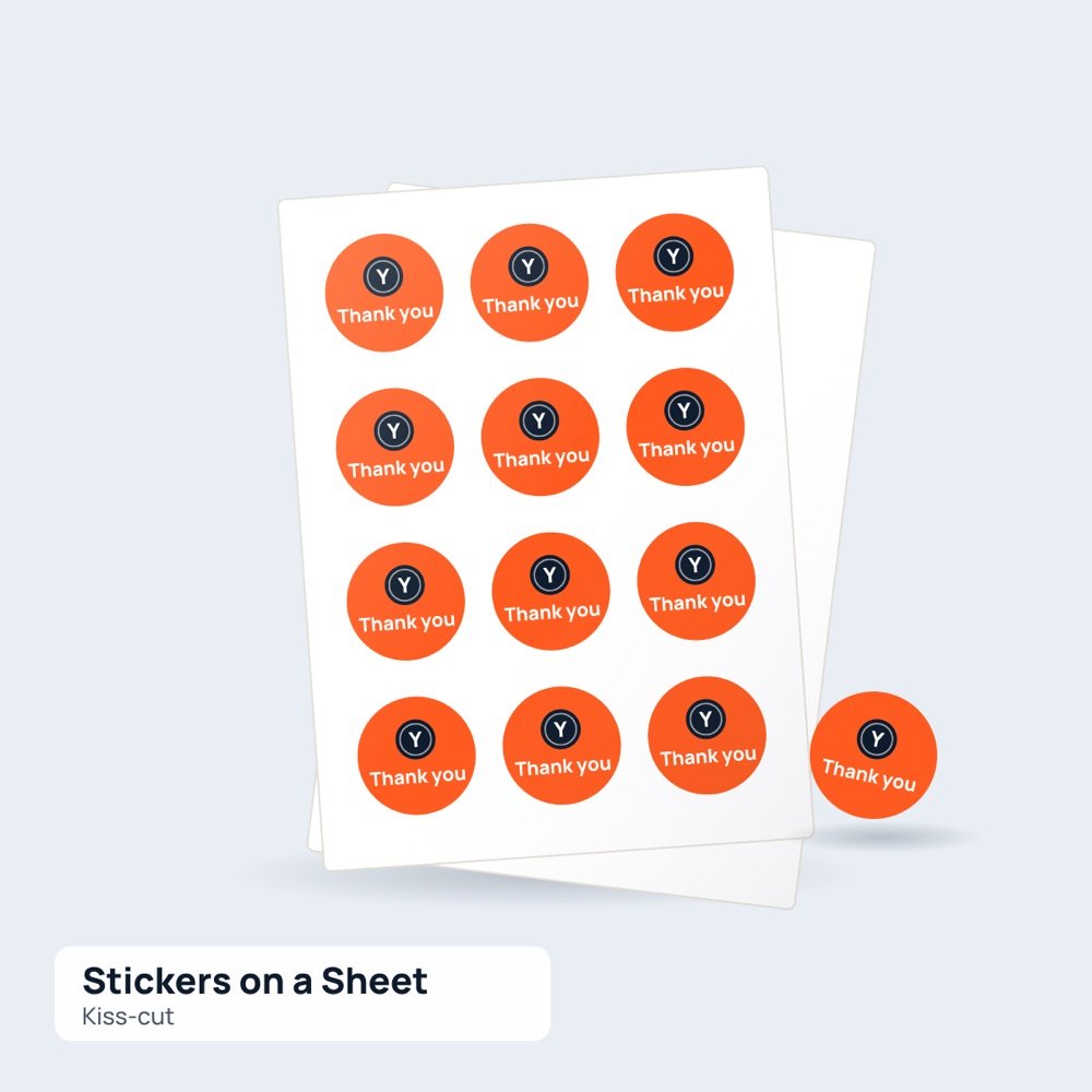 Stickers on a sheet printed by Reflyprint